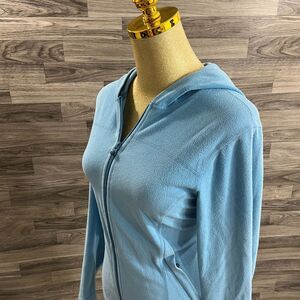 REI Full Zip Up Long Sleeve Blue Hooded Fleece Jacket Women's Size XS